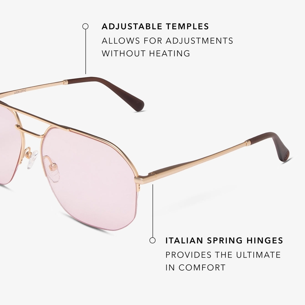 LOOK OPTIC Muse Gold Frame Pink Lens Women's Sunglasses - Picture 5 of 8